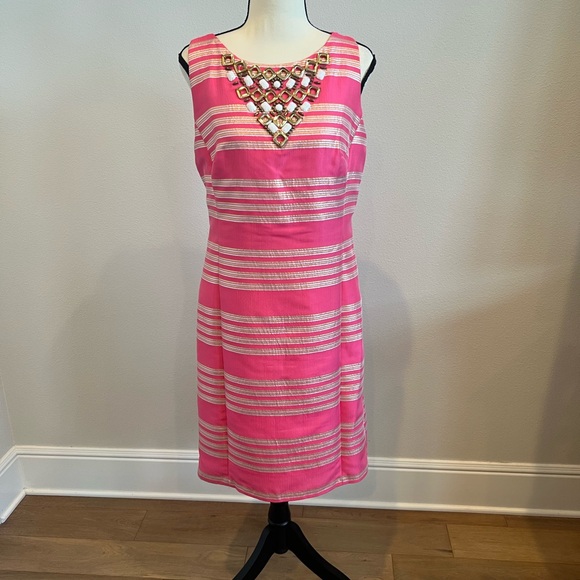 Lilly Pulitzer Dresses & Skirts - Lilly Pulitzer Pink Gold and Silver Striped Virginia Dress